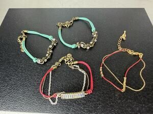 Chloe + Isabel Bead and Chain Rhinestone Turquoise Pink Red Lot Of 4